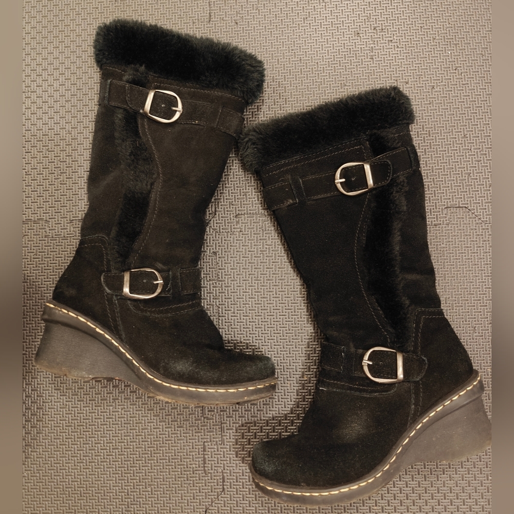 Roberto Vianni Black FurLined Suede Boots